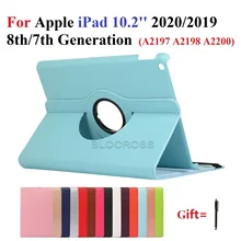 

New Case for iPad 10.2'' 2020/2019 iPad 8th/7th Gen Tablet A2197 A2198 A2200 360 Degrees Rotating Stand Funda Shell with Stylus