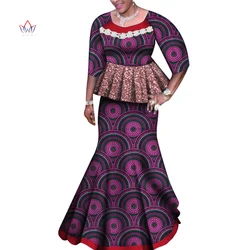 Ankara Print Outfits Summer Wax Fabric Skirt Sets Oversized Elegant Women Autumn 2 pcs Skirt Suit Traditional Clothing WY7273