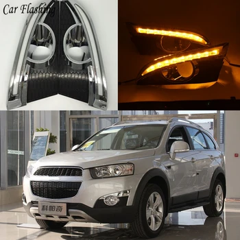 

Car flashing 2PCS 12V LED DRL Daytime Running Lights turn Signal with fog lamp hole For Chevrolet Captiva 2011 2012 2013 auto