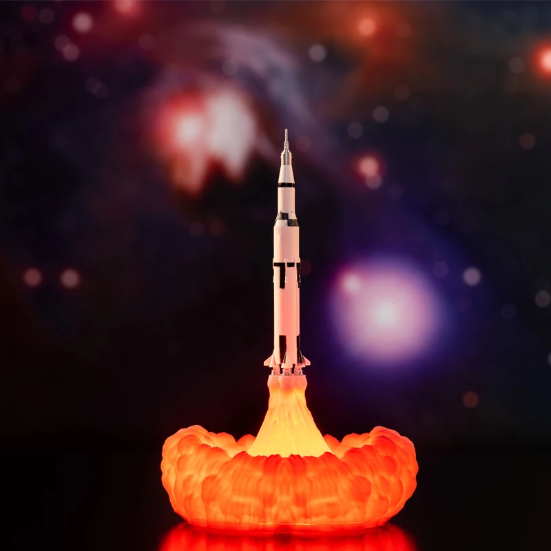 Новинка 2019 Прямая поставка 3D принт лампы Saturn V перезаряжаемый ночсветильник Apollo 5