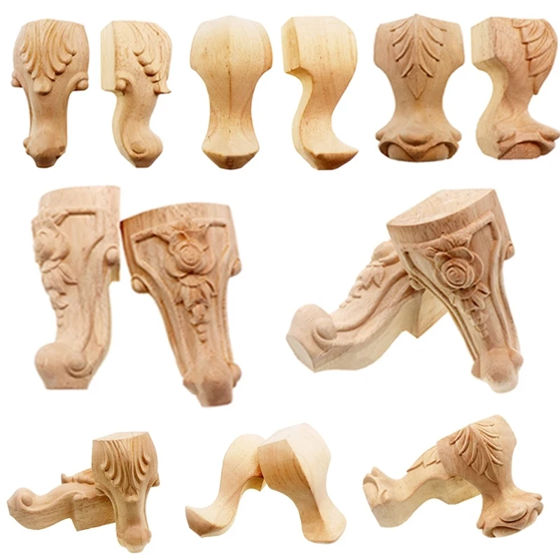 1pcs Furniture With Solid Wood Legs Carving Flower Sofa Seat TV Cabinet Feet, No Paint Drop Ship，Furniture Feet Replace