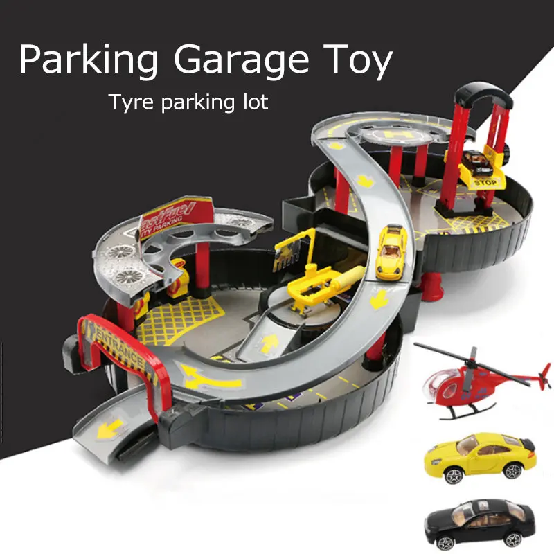 Спиральный роликовый рельс автомобили из сплава Детская городская парковка