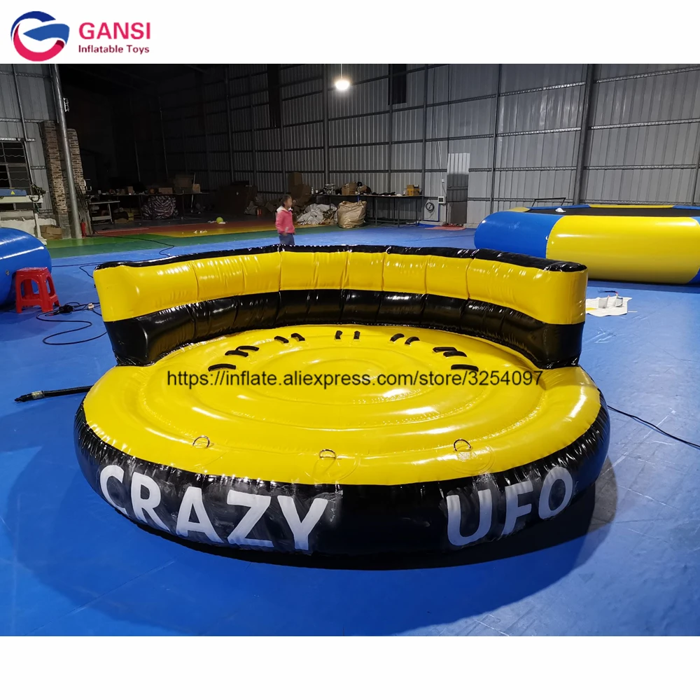 Customized size inflatable disco flying towable boat popular inflatable water crazy UFO for sale hot summer water toys flying ufo inflatable water saturn inflatable disco towable boat