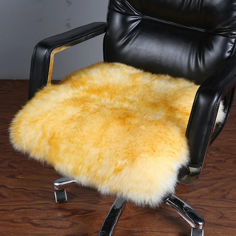 Оригинальная Меховая зимняя шерстяная подушка для стула, меховая в-одном, Офисная задняя подушка, компьютерное кресло, квадратная подушка, напольная подушка, диван, медитация - Цвет: yellow