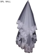 Горячая Распродажа, свадебные аксессуары с кружевной каймой, короткая свадебная вуаль белого цвета и цвета слоновой кости, однослойная Фата для невесты без гребня