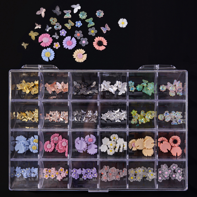 Multi Nail Rhinestones Kit Flatback 240pcs Alloy Charms (Neon,Pink,AB,Blue) Glass Jewelry Nail Art Crystal Box 2022