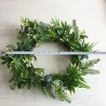 

Pine Branches Wreath Artificial Leaves Floral Wreath Outdoor Indoor Wedding Decor Plastic 51cm Christmas Wreath Novel