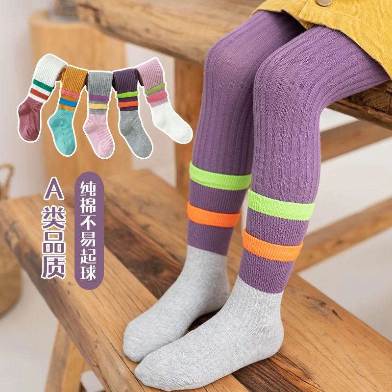 

Spring and Autumn New Style Versatile Cute Patyhose CHILDREN'S Socks to Articles I and II of the Bar Stripes Lace CHILDREN'S Leg