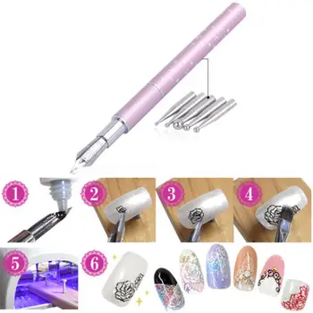 

Gel Design Painting Pen Nail Art Brush Set for Salon Manicure DIY Tool 5Nibs Brush for Nails Gradient Rhinestone Handle Nail Art