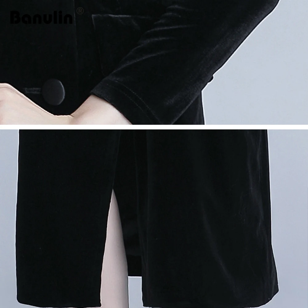 New Autumn Fashion Double-breasted Velvet Dress Women Winter Long Sleeve Blazer Collar Ladies Office Wear Bodycon Party Dress