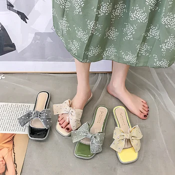 

Shoes Woman 2020 Womens Slippers Outdoor Lady Butterfly-knot Luxury Slides Low Pantofle Girl Flat Designer New Rome Rubber PU