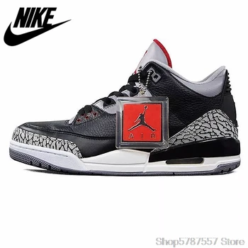 

Nike Air Jordan 3 Black Cement AJ3 Men 's Basketball Shoes High Burst Sneakers Sport Shoes 854262-001
