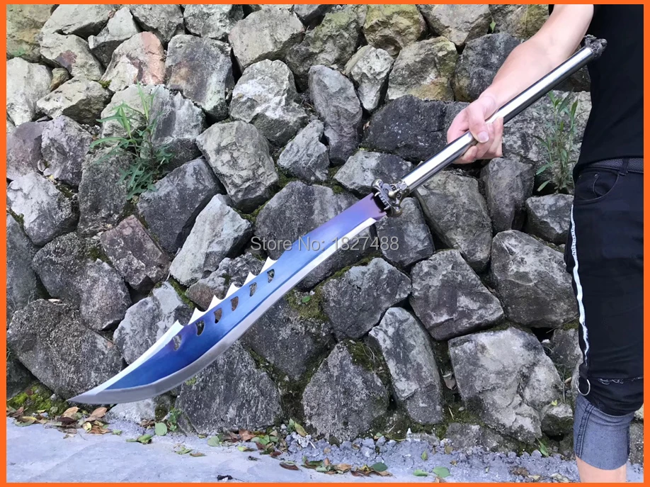 Strong Blue High Manganese Steel Sharp Chinese KungFu Broadsword Dao Sword Steel Handle Outdoors Fighting Knife Saber