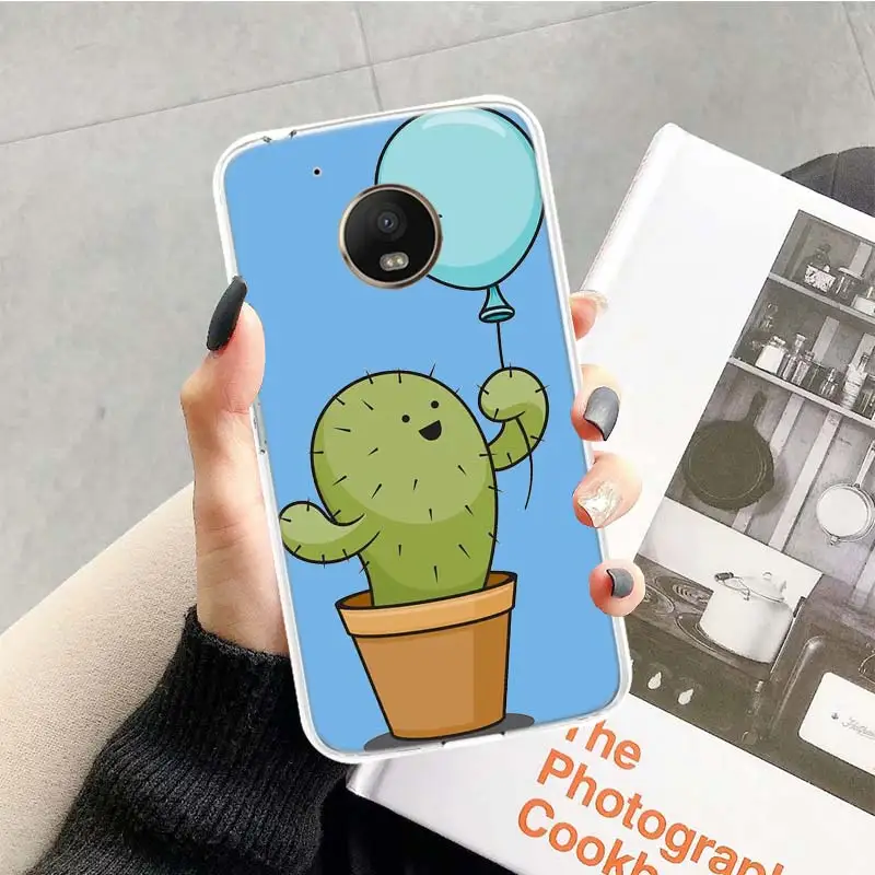 Кактус Винтаж цветок чехол для Motorola Moto G7 G6 G5S G5 E4 плюс G4 E5 играть X4 Мощность TPU с рисунком индивидуальная крышка телефона