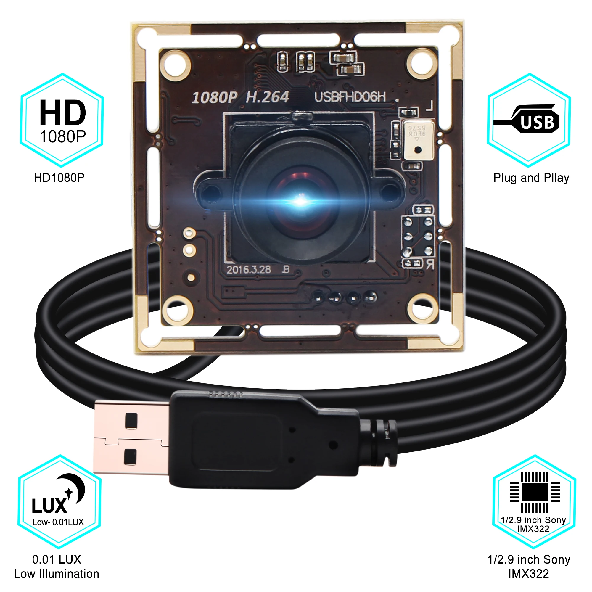 Веб камера Sony IMX322 2 МП Full HD 1080P USB|usb camera module|camera modulemini cctv |