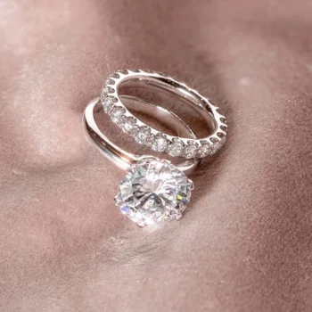 

Classic six claws couple rings finger Eternal 925 Sterling Silver 2ct Diamond Wedding Engagement Ring Women Anniversary Jewelry