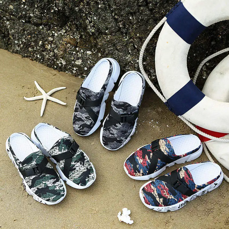 Comfort Men Shoes Casual Big Size Men's Home Slippers Fashion Mesh Soft Summer Sandals Crock Fishing Quick-drying Man Slipper B1
