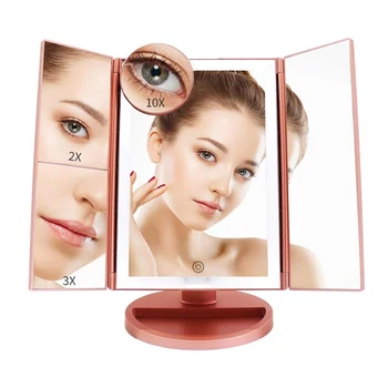 

led makeup Hollywood mirror with dimmable led light beauty Removable 2x 3x 10X magnifying adjustable lightness intensity control