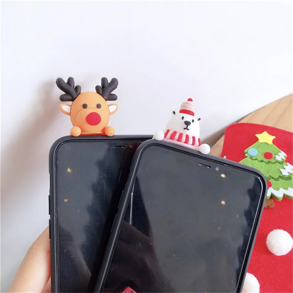 Чехол USLION Merry Christmas с мультяшным оленем для iPhone 11 Pro Max X XS XR Xs Max мягкий IMD силиконовый чехол для iPhone 6 6s 7 8 Plus