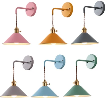 

Nordic Modern wall light Umbrella Restaurant Decoration Macarons Lamp Living Room Bedroom Aisle Stairs Bedside Home Decor