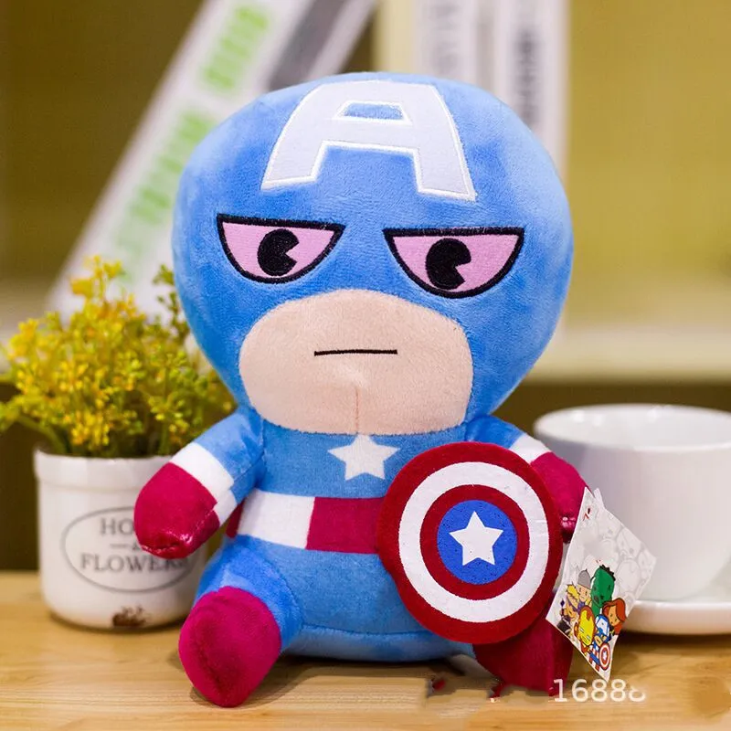 25 см Marvel мстители супергерой плюшевые игрушки куклы Капитан Америка, Железный человек Человек-паук Локи Тор Бэтмен плюшевые мягкие игрушки