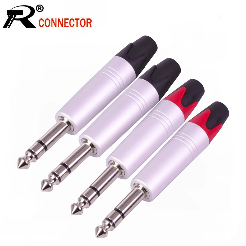 10pcs/lot Stereo 6.35mm Jack 3 Poles 1/4 Inch Male Plug Soldering Wire Connector Aluminum Tube Audio Microphone | Обустройство дома