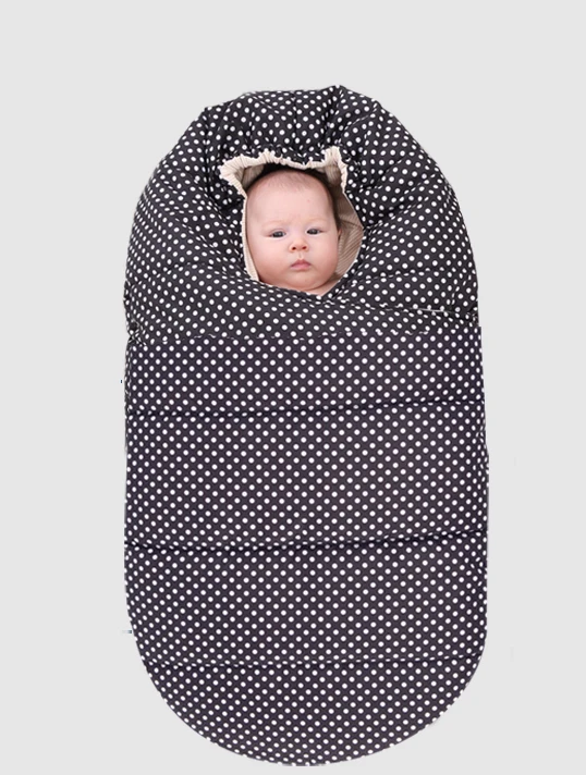Детская коляска детский спальный мешок зимняя прогулочная коляска ножная муфта толстый теплый конверт для инвалидных колясок для новорожденных зимние теплые спальные мешки - Цвет: Black dot