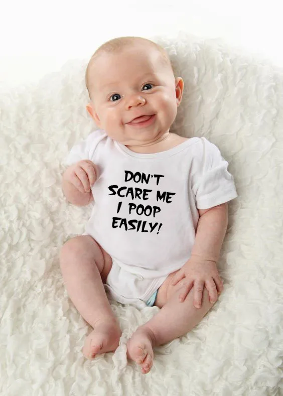 Don't Scare Me I Poop, легко летний хлопчатобумажный детский спортивный костюм, забавный боди для маленьких мальчиков и девочек, костюм с принтом