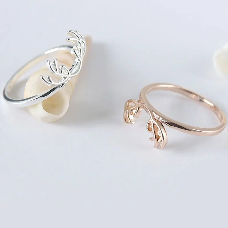 

Top Popular Personality Gold Silver Elk Rings Simple Christmas Art Antler Knuckle Ring Fashion Jewelry Gifts For Women