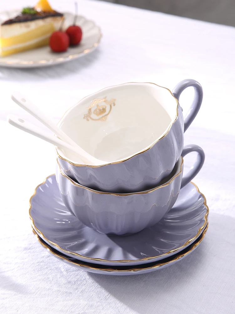 

Retro palace ceramic coffee cups and saucers Phnom Penh pumpkin Embossed tea Cup Cappuccino Latte Coffee Cup Espresso cups 200ml