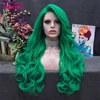 Imstyle peluca verde largo ondulado Peluca de encaje sintético peluca con malla frontal fibra resistente al calor Cosplay pelucas para mujeres ► Foto 2/6