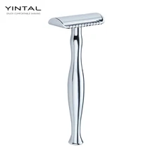 Новая бритва с длинной ручкой из медно-цинкового сплава, Мужская двухсторонняя портативная бритва, безопасная бритва