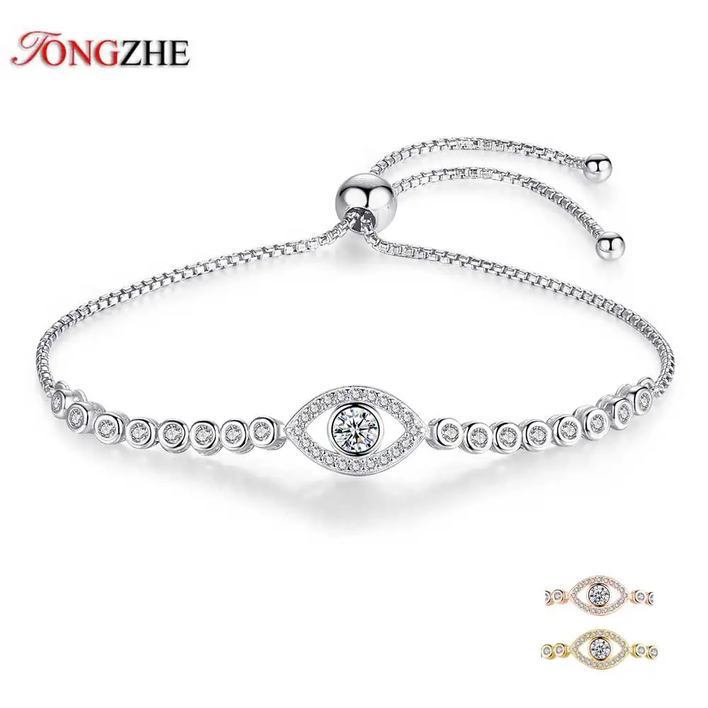 

Tongzhe Luxury Brand 925 Sterling Silver Tennis Bracelets Gifts for Women Blue Evil Eye Custom Bracelet Bulgaria Jewelry Allah