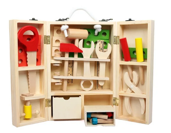 

Wooden DIY Hand Multi-functional Model Tool Kit Combination Children'S Educational Play House Disassembly Toy