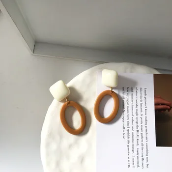 

S925 needle New Fashion Jewelry Brown Drop Earrings White Square Resin Earrings Women Jewelry For Earrings Party Wedding Gifts