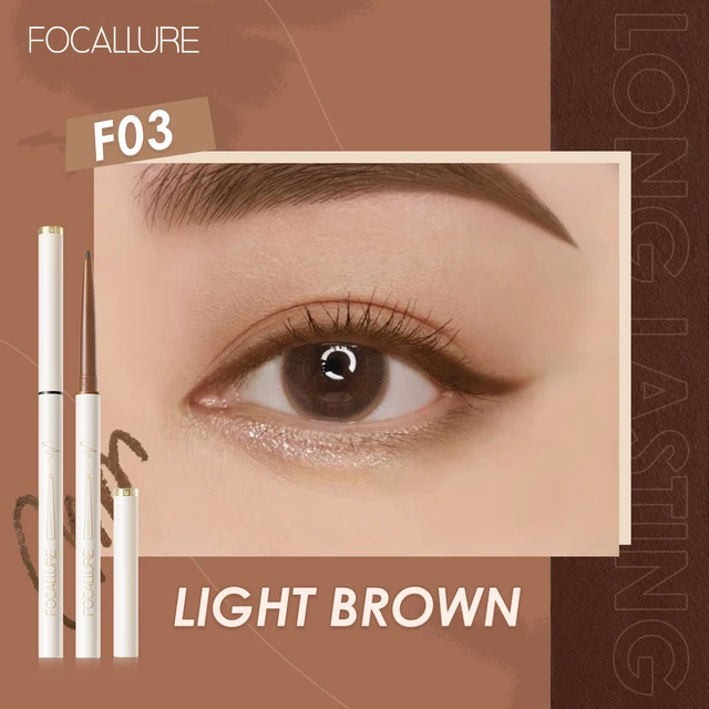 FOCALLURE Waterproof Eyeliner Gel Pencil Red Brown Ultra-slim 1.7mm Soft Easy Wear High Pigment Professional Lasting Eyes Makeup F03 Light Brown