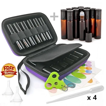 

12 Slots Hard Shell Essential Oil Carrying Case with 5ml 10ml Roll on Bottles & Accessories for doTERRA Young Living Travel Bag