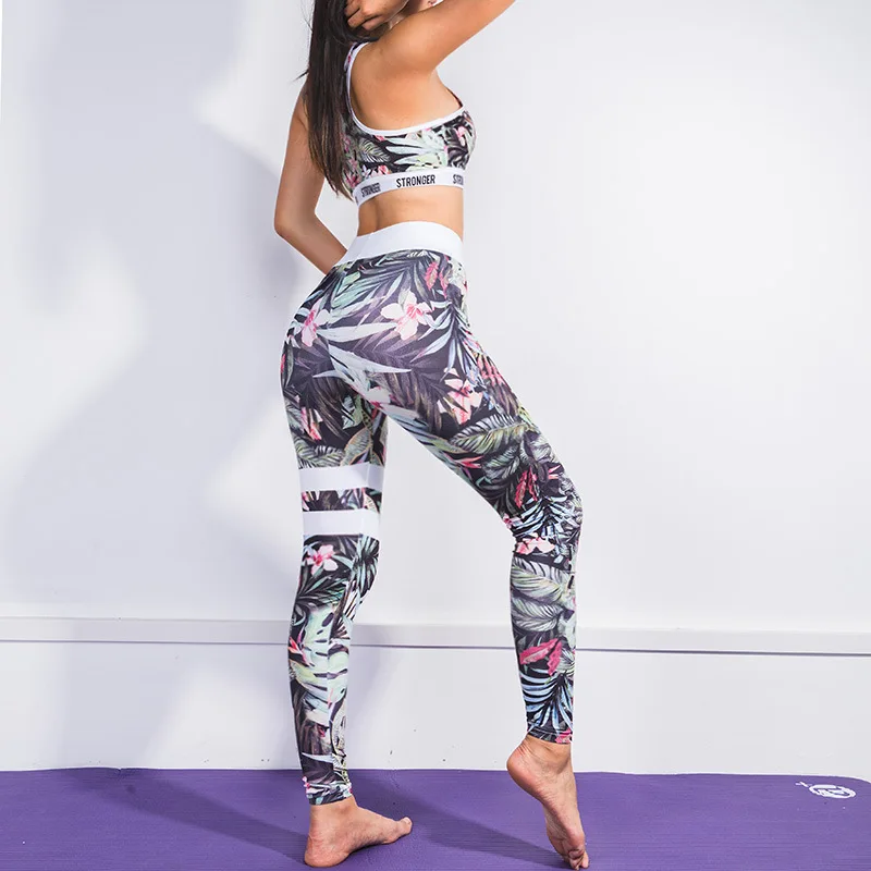 Tropical Print Yoga Pants Jazzy Leaf 