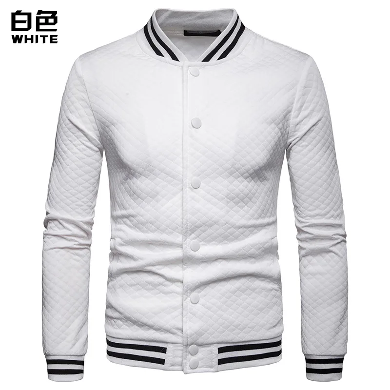 AliExpress,, стиль, приталенная куртка с маленьким воротником-стойкой, однотонная, с ромбовидной решеткой, короткая бейсбольная форма, куртка, Мужская одежда