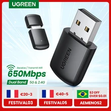 UGREEN Wifi адаптер беспроводной адаптер 650 Мбит/с USB WiFi 2,4G & 5G сетевая карта для ПК компьютера USB WiFi адаптер USB Ethernet WiFi UGREEN Wifi адаптер беспроводной адаптер 650 Мбит/с USB WiFi 2,4G & 5G сетевая карта для ПК компьютера USB WiFi адаптер USB Ethernet WiFi