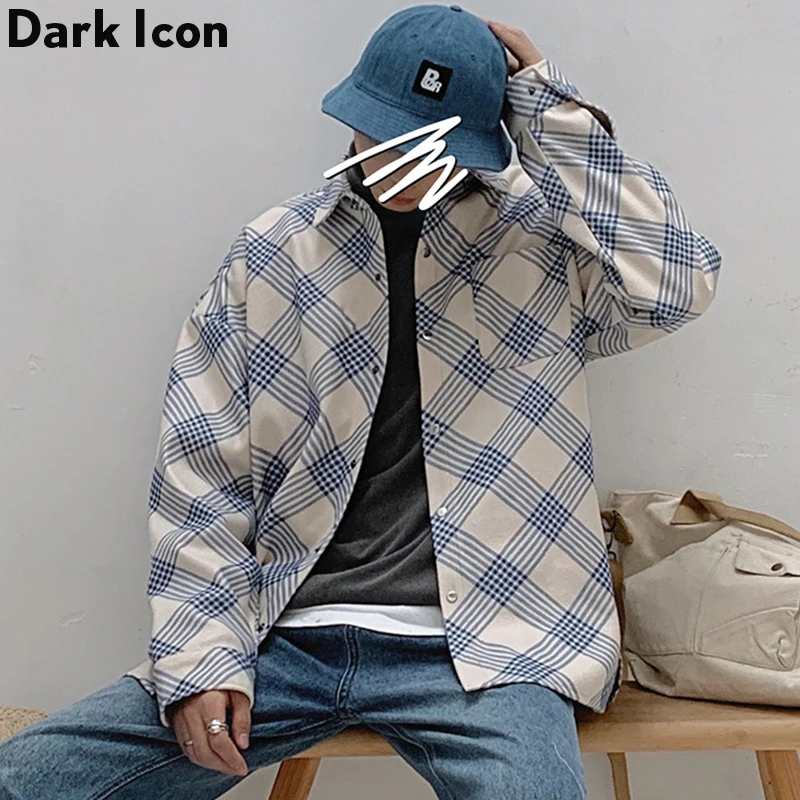 Dark Icon фланелевая клетчатая рубашка для мужчин с длинным рукавом новинка 2019