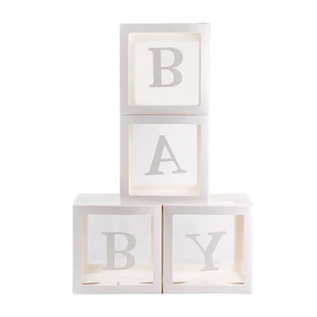 

4pcs/set Transparent Box Birthday Balloons Storage Box Baby Shower Decorations Letter Wedding Birthday Party Gift Box