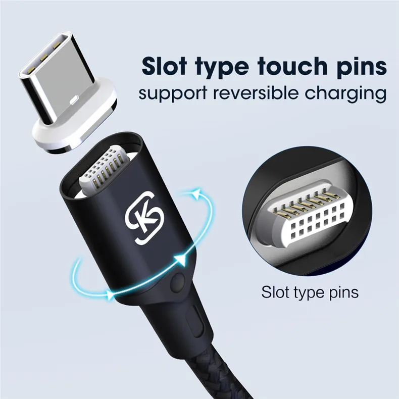PD 100W Магнитный зарядный быстрый заряд кабеля USB-C type C кабель для Macbook Pro ноутбук мобильный телефон Реверсивный маг кабель SIKAI