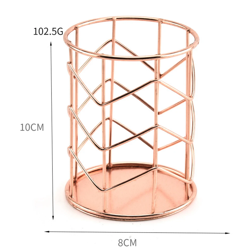 Многофункциональный держатель ручки из кованого железа круглый карандаш держатель офисный стол хранение принадлежности Настольный органайзер Железный макияж кисти трубки - Цвет: 10x8cm B