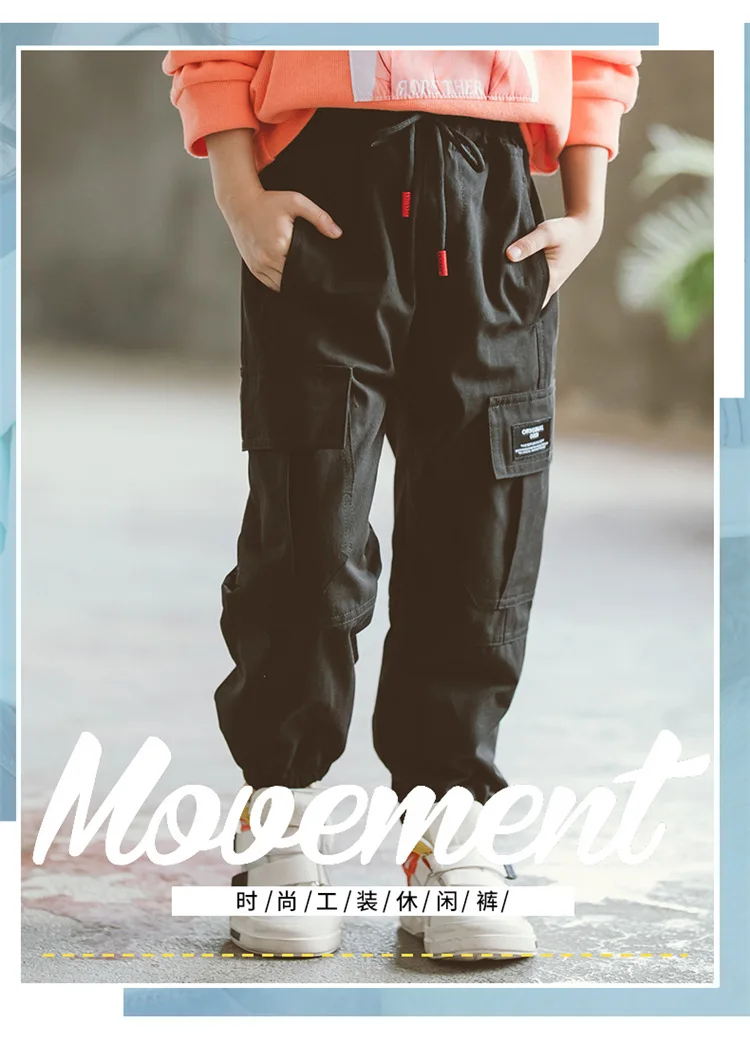 Casual Crawler Men And Women Children Autumn New Products Bib Overall Big Boy Children Large Pocket Labeling Long Pants Fas