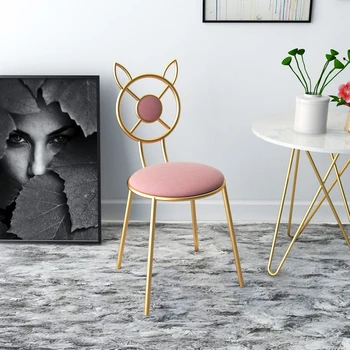 

Nordic Luxury Dining Chair Dressing Table Stool Iron Art Modern Simple Kitchen Living Room Home Indoor Coffee Tea Dinner Chair