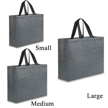 

Foldable Shopping Bag Reusable Eco Large Unisex Black Fabric Non-woven Shoulder Bags Tote Grocery Cloth Bags High Quality