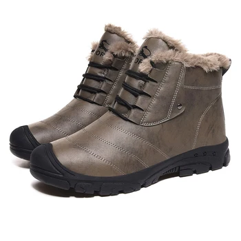 

Leather Men Boots Waterproof Men Snow Boots Winter Warm Men Shoes High Quality Ski Boots Plus Size 39-48 Men's Cotton Shoes