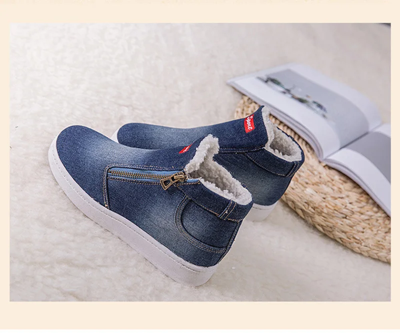 Winter Boots Women New Winter Snow Boots Thickening Shoes Denim Platform Boots Of Cotton Shoes Large Size Student Flat Shoes2019