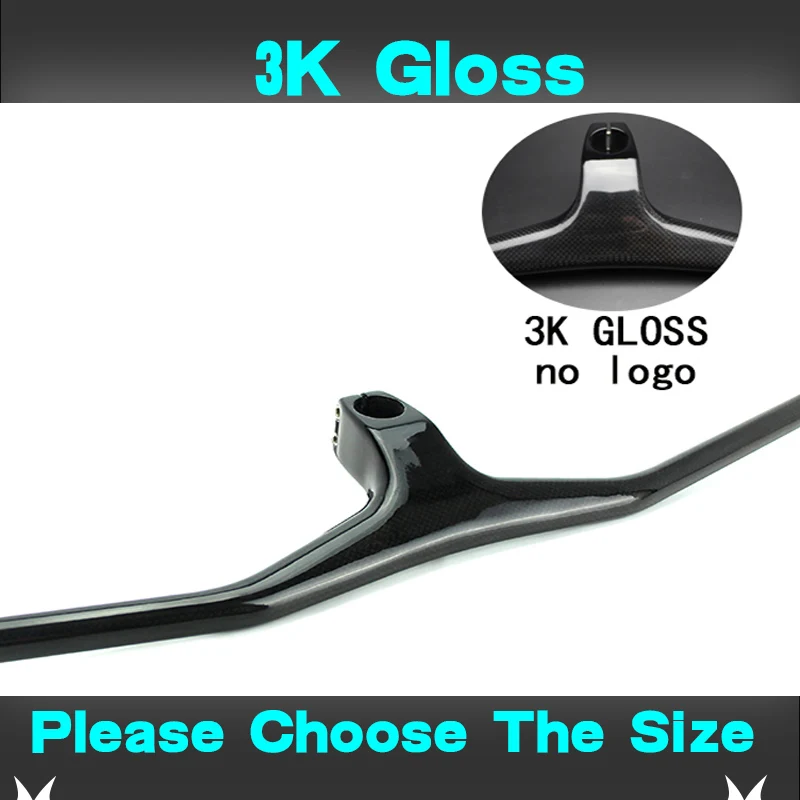 No logo 3K Glossy Manillar углеродный MTB велосипедный стояк-17 градусов однообразный Интегрированный руль со стержнем 3 к черный матовый углеродный MTB руль - Цвет: No logo 3K Glossy